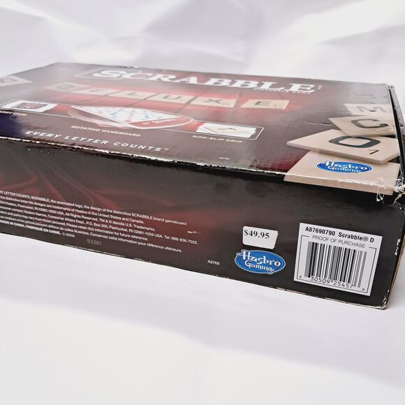 Hasbro Scrabble Game Deluxe Edition Board Game Rotating Carry Case New Open Box - Picture 9 of 11